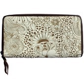 Zeige Details für Fell Reissverschlussbörse Flower weiss EMME Leder Bild von Fell Reissverschlussbörse Flower weiss EMME Leder