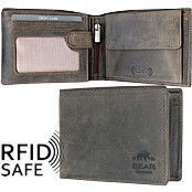 Zeige Details für Naturleder Portemonnaie RFID safe quer Bear Design Bild von Naturleder Portemonnaie RFID safe quer Bear Design