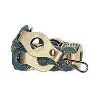 Zeige Details für Charm Leder Schulterband gold / jeans Bild von Charm Leder Schulterband gold / jeans