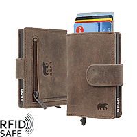 Zeige Details für Naturleder Kartenetui / Portemonnaie RFID safe Bear Design Bild von Naturleder Kartenetui / Portemonnaie RFID safe Bear Design