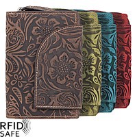 Zeige Details für Naturleder Reissverschlussbörse Flower L RFID safe Bild von Naturleder Reissverschlussbörse Flower L RFID safe