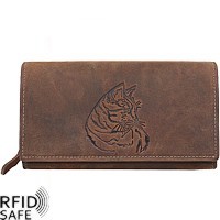 Zeige Details für Naturleder Damenportemonnaie Katze RFID safe Bild von Naturleder Damenportemonnaie Katze RFID safe