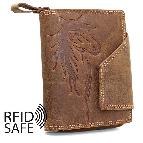 Bild von Naturleder Reissverschlussbörse Horse RFID safe