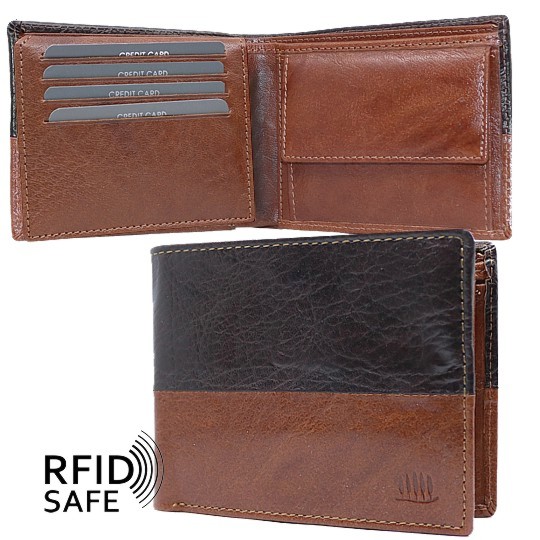 Kartenetui RFID safe zweifarbig braun cognac.Portemonnaie Online Shop