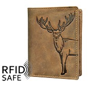 Bild von Naturleder Portemonnaie Hirsch hoch RFID safe