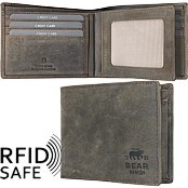 Bild von Naturleder Kreditkartenportemonnaie RFID safe Bear Design
