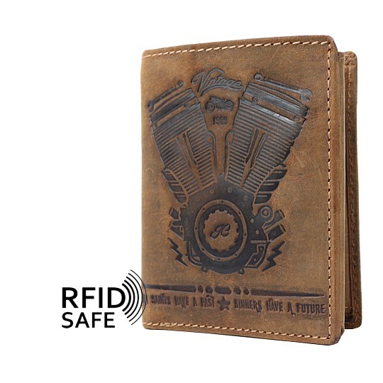 Bild von Naturlederportemonnaie Motorblock RFID safe Jockey Club