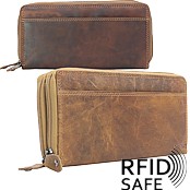 Bild von Naturleder Twin-Zip Börse RFID safe GREENWOOD