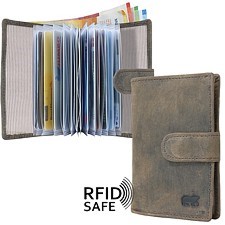 Bild von Naturleder Kartenetui / Portemonnaie RFID safe Bear Design