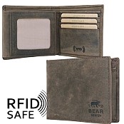 Bild von Naturleder Kreditkartenportemonnaie RFID safe Bear Design