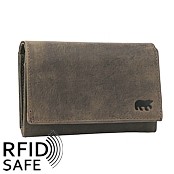 Bild von Naturleder Überschlagbörse Bear Design RFID safe