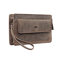 Bild von Naturleder Handgelenktasche Bear Design