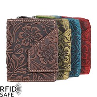 Bild von Naturleder Reissverschlussbörse Flower S RFID safe