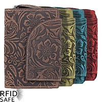 Bild von Naturleder Reissverschlussbörse Flower L RFID safe
