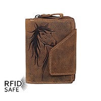 Bild von Naturleder Reissverschlussbörse Horse RFID safe
