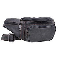 Bild von Naturleder Bauchtasche schwarz Bear Design