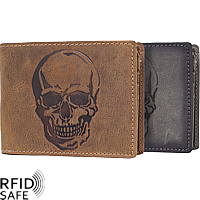 Bild von Naturlederportemonnaie Skull RFID safe quer Jockey Club
