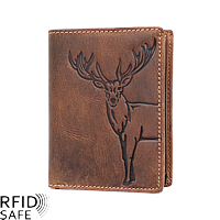 Bild von Naturleder Portemonnaie Hirsch hoch RFID safe