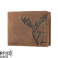 Bild von Naturleder Portemonnaie Hirsch quer RFID safe