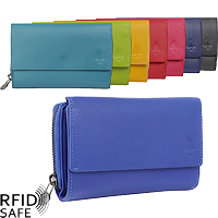 Bild von Reissverschlussbörse Colori Greenwood L RFID safe